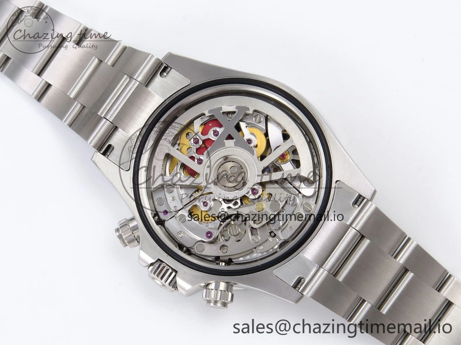 Daytona Arolla N6F Glacial Blue Crystal Skeleton Dial Diamonds Bezel Best Edition on Oyster Bracelet SA4130