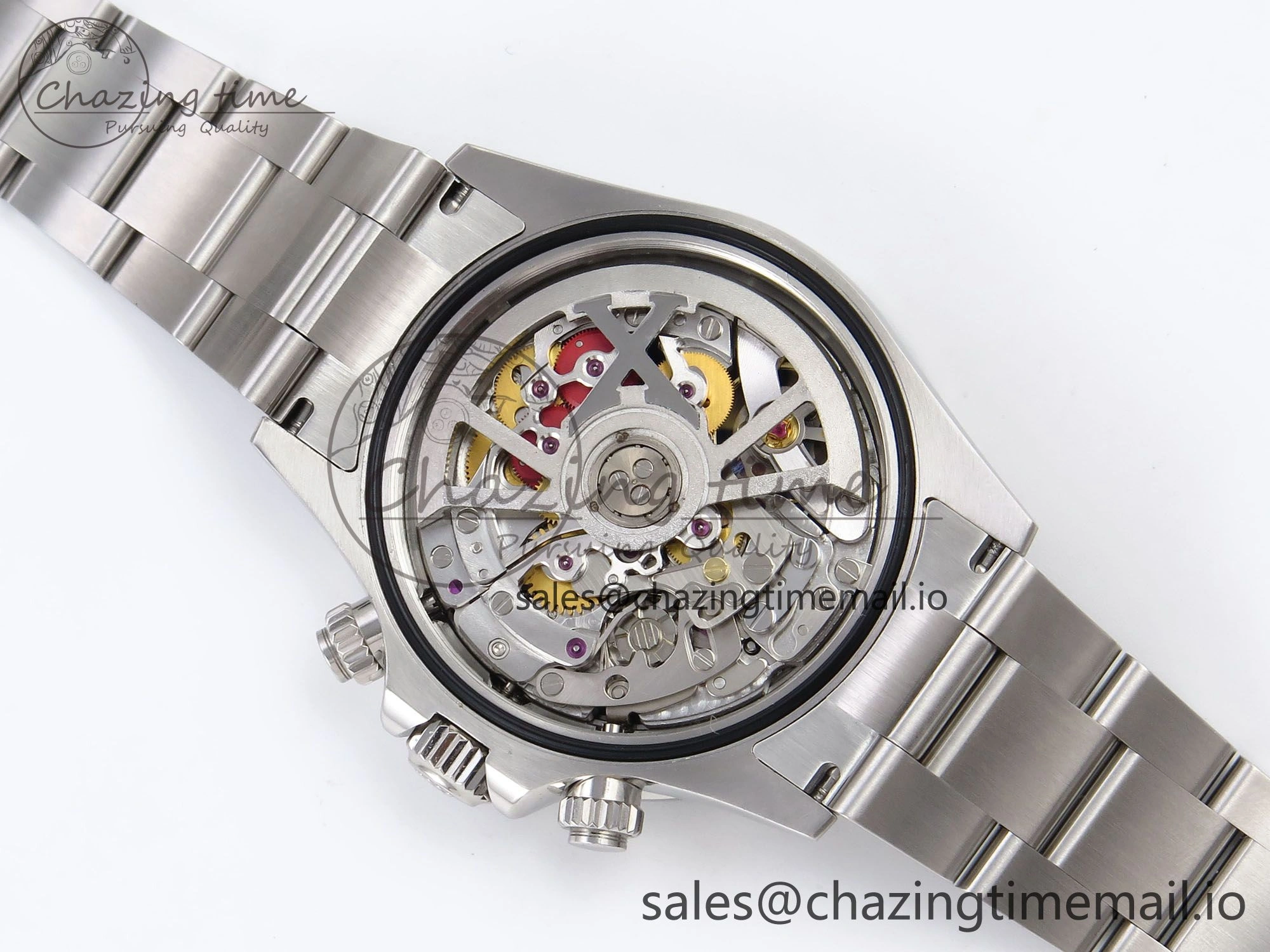Daytona Arolla N6F Glacial Blue Crystal Skeleton Dial Diamonds Bezel Best Edition on Oyster Bracelet SA4130