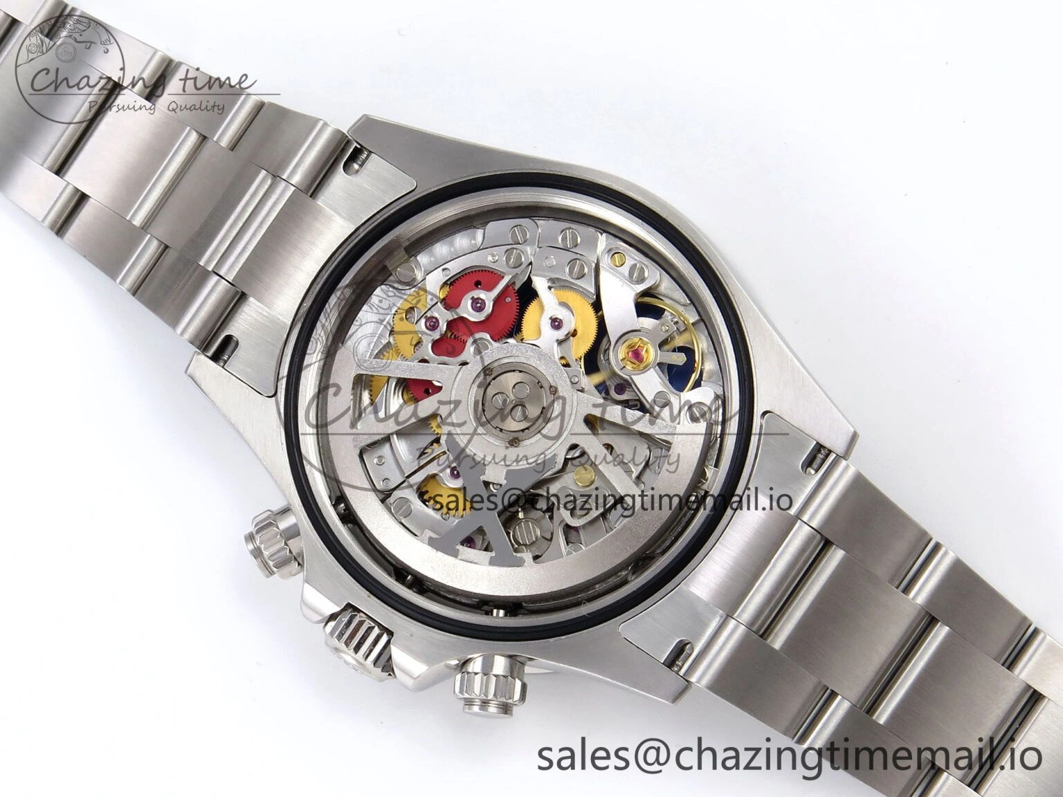 Daytona Arolla N6F Glacial Blue Crystal Skeleton Dial Diamonds Bezel Best Edition on Oyster Bracelet SA4130