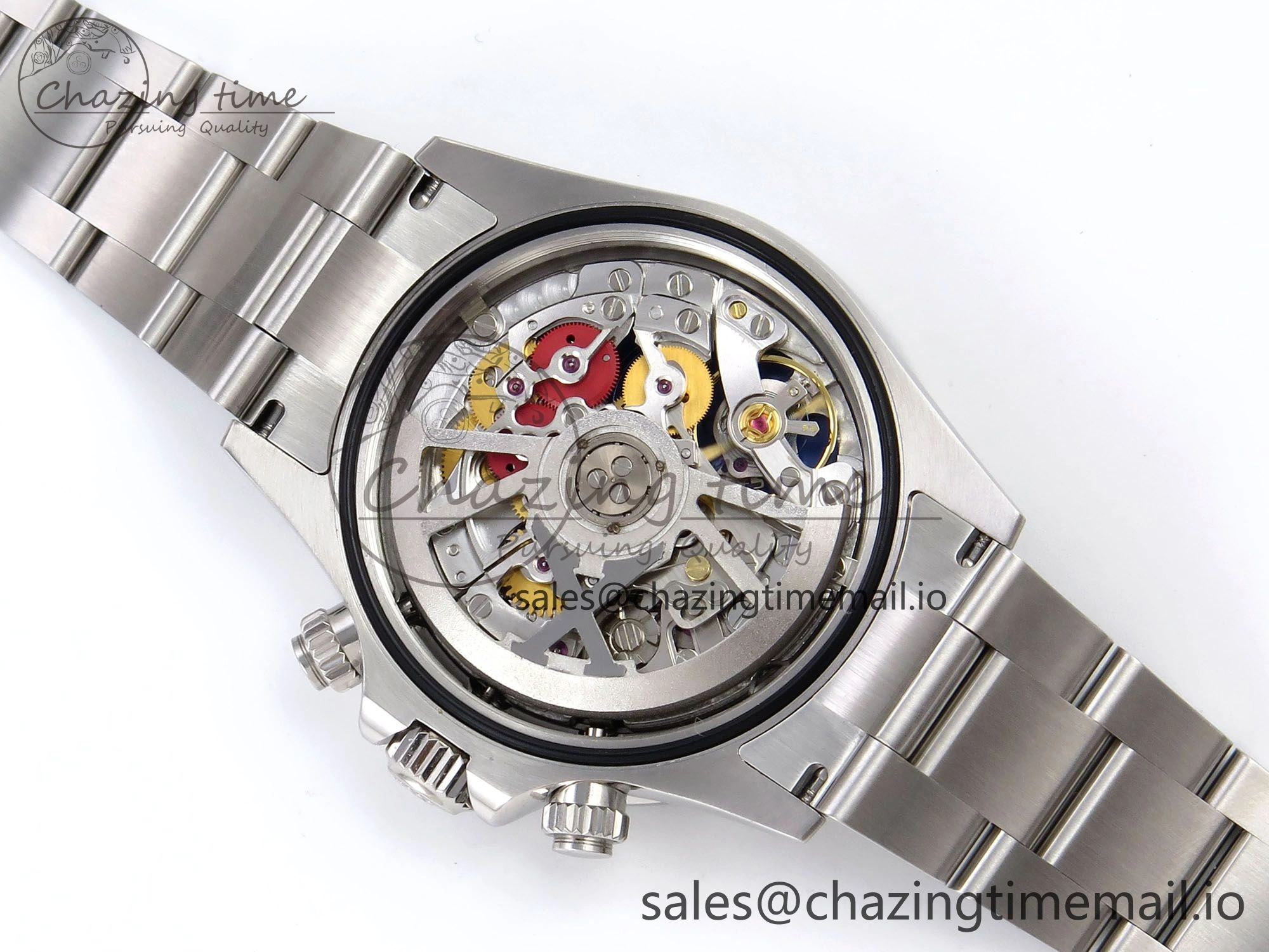 Daytona Arolla N6F Glacial Blue Crystal Skeleton Dial Diamonds Bezel Best Edition on Oyster Bracelet SA4130