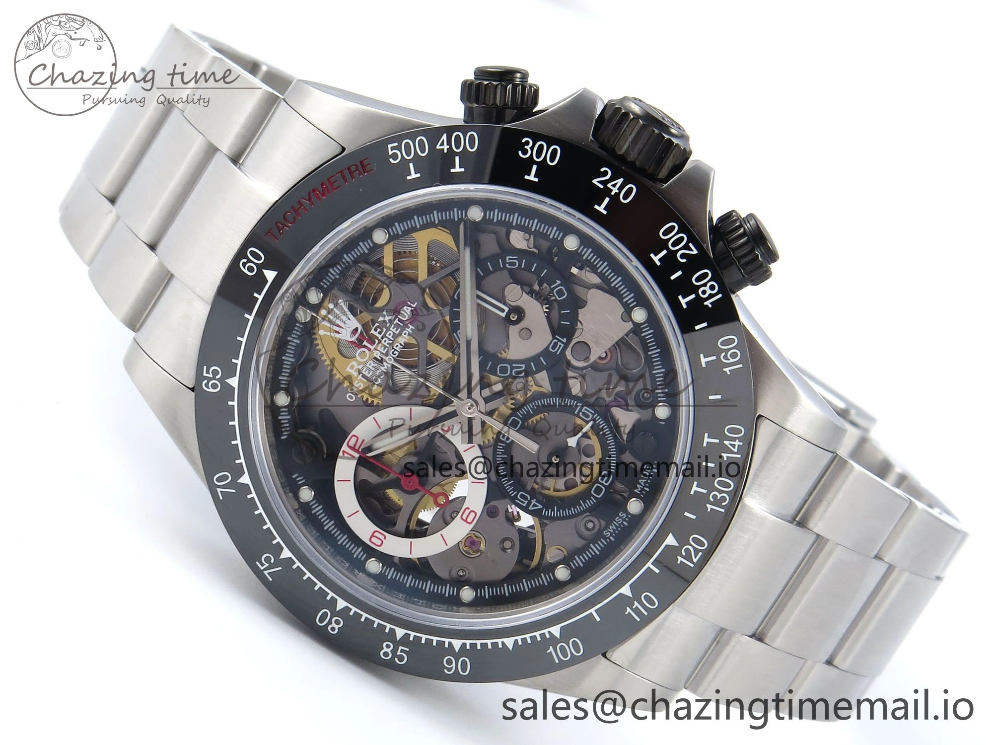 Daytona Artisans SS GETF Best Edition Skeleton Dial Black Ceramic Bezel on SS Bracelet DD4802