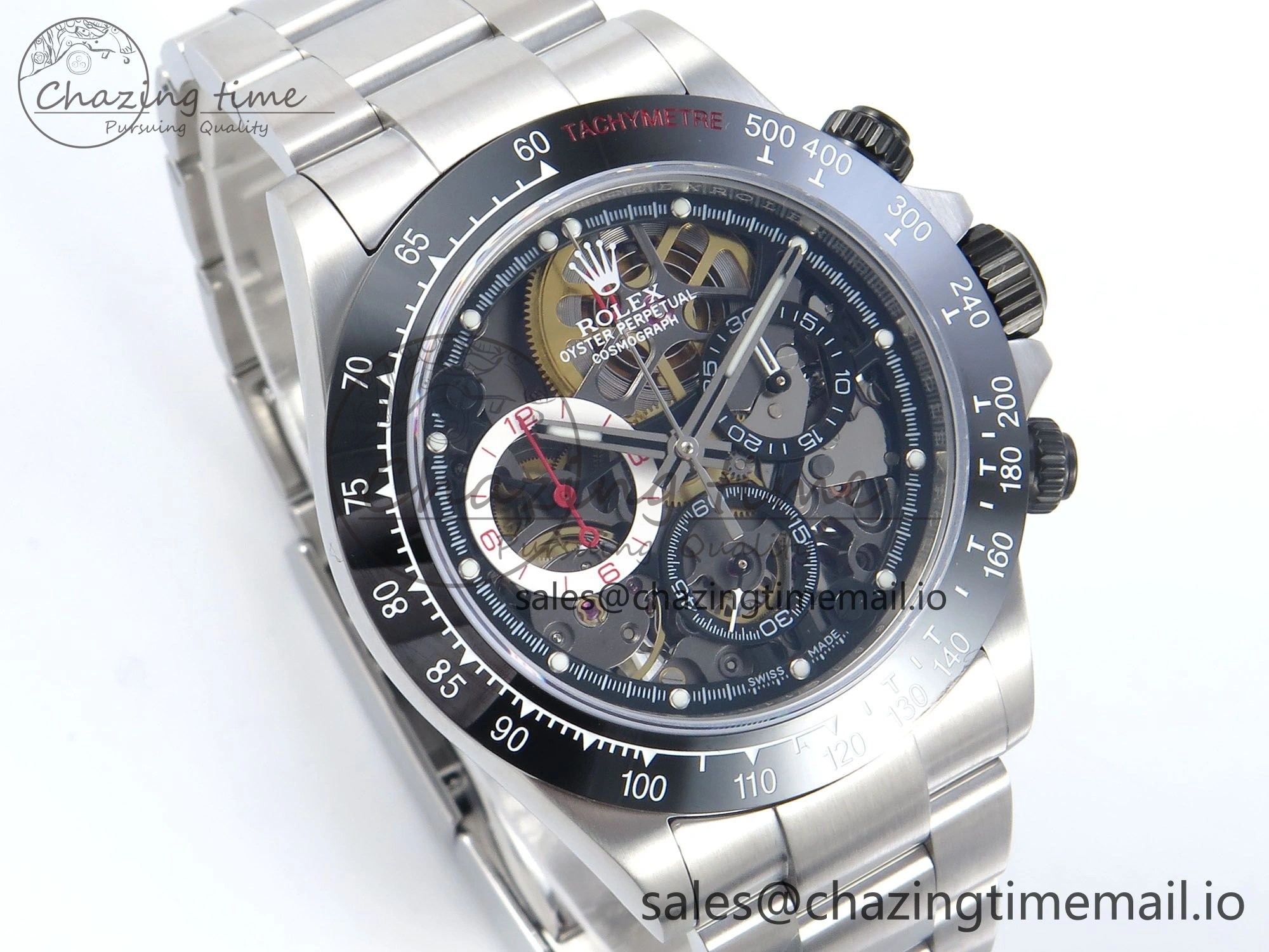 Daytona Artisans SS GETF Best Edition Skeleton Dial Black Ceramic Bezel on SS Bracelet DD4802