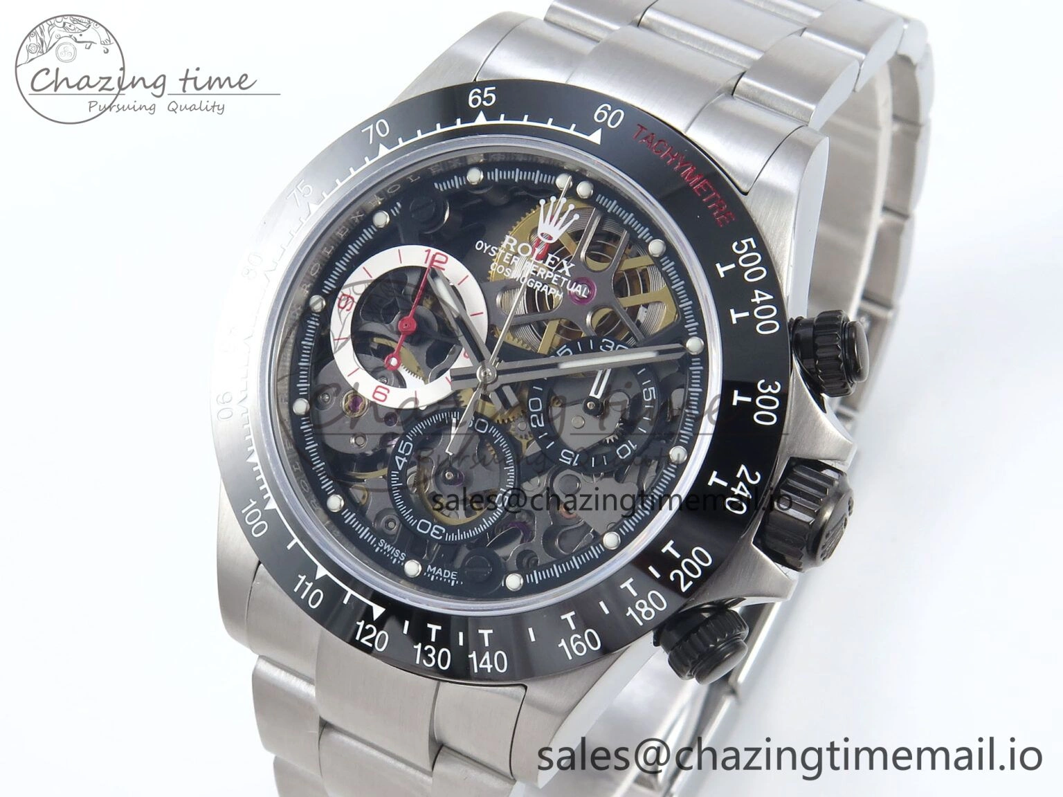 Daytona Artisans SS GETF Best Edition Skeleton Dial Black Ceramic Bezel on SS Bracelet DD4802