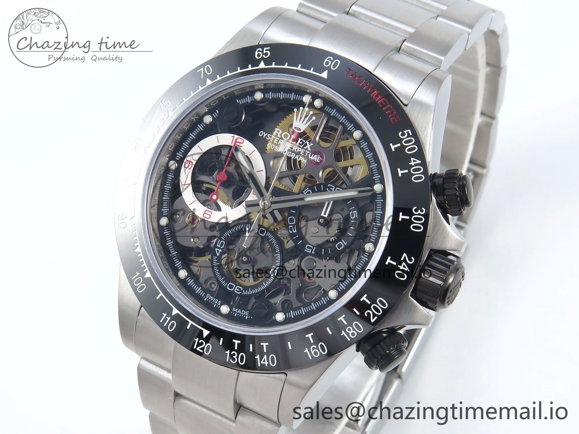 Daytona Artisans SS GETF Best Edition Skeleton Dial Black Ceramic Bezel on SS Bracelet DD4802