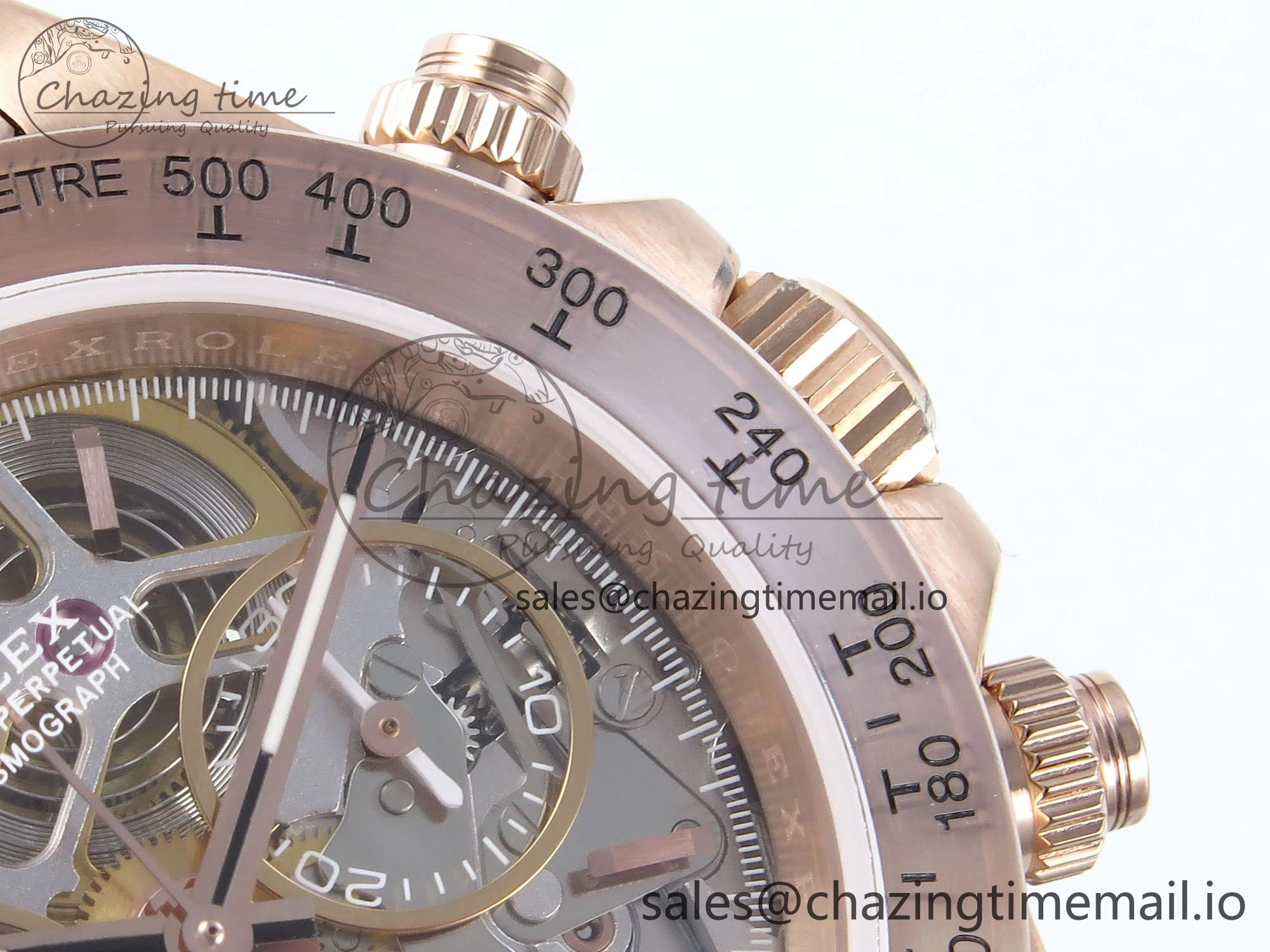 Daytona Artisans Skeleton RG ADGF Best Edition Skeleton Dial RG Bezel on RG Oyster Bracelet SA4130