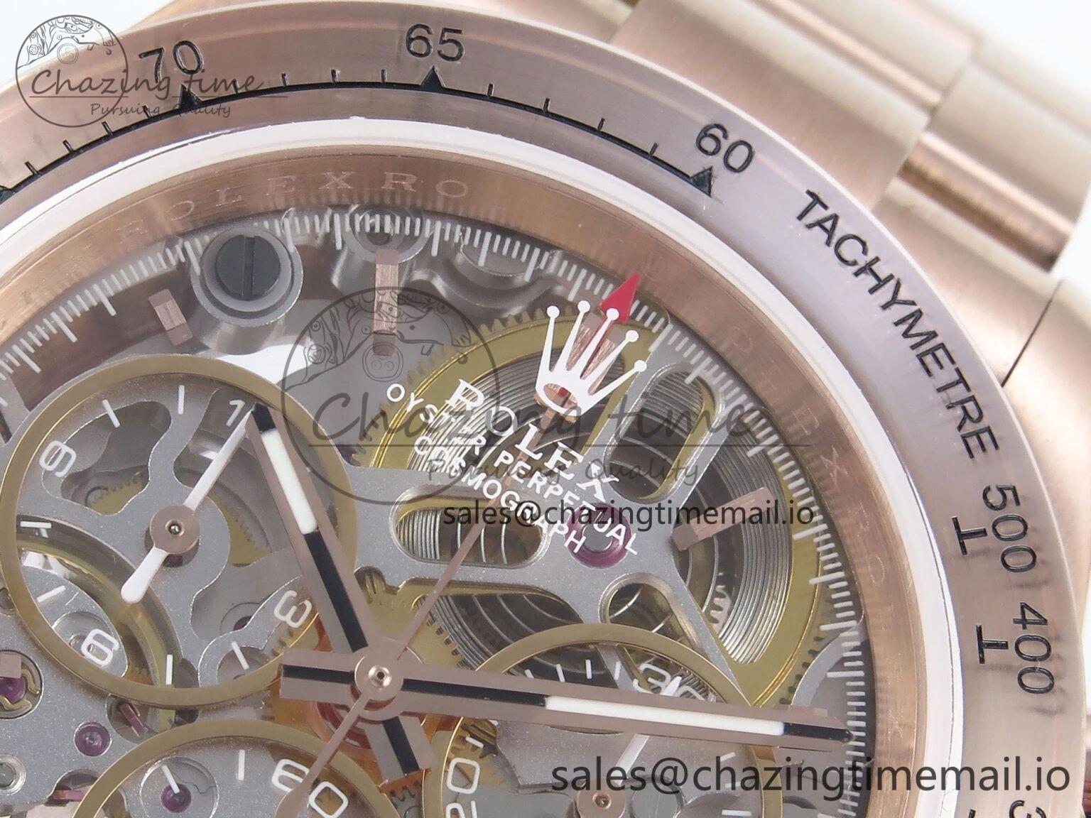 Daytona Artisans Skeleton RG ADGF Best Edition Skeleton Dial RG Bezel on RG Oyster Bracelet SA4130