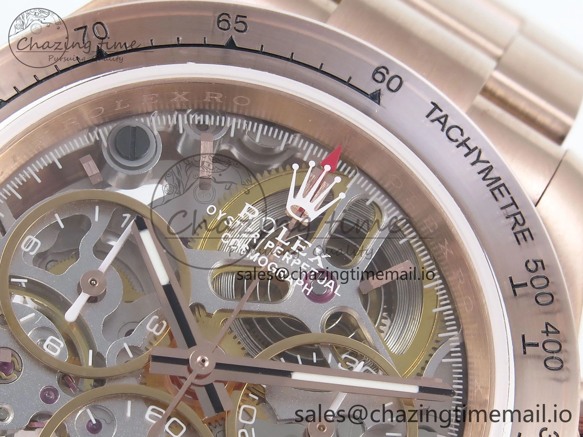 Daytona Artisans Skeleton RG ADGF Best Edition Skeleton Dial RG Bezel on RG Oyster Bracelet SA4130