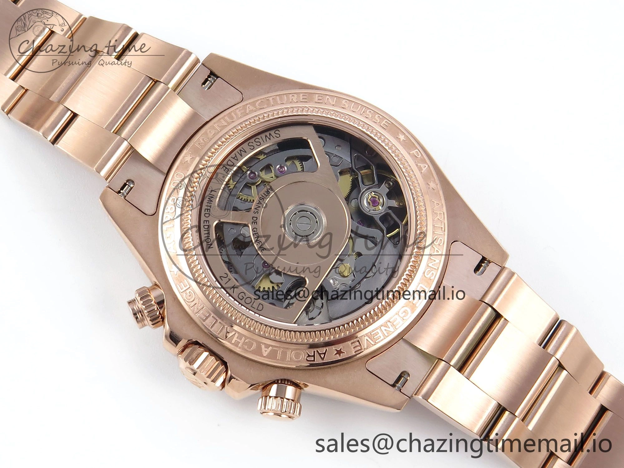 Daytona Artisans Skeleton RG ADGF Best Edition Skeleton Dial on RG Oyster Bracelet SA4130