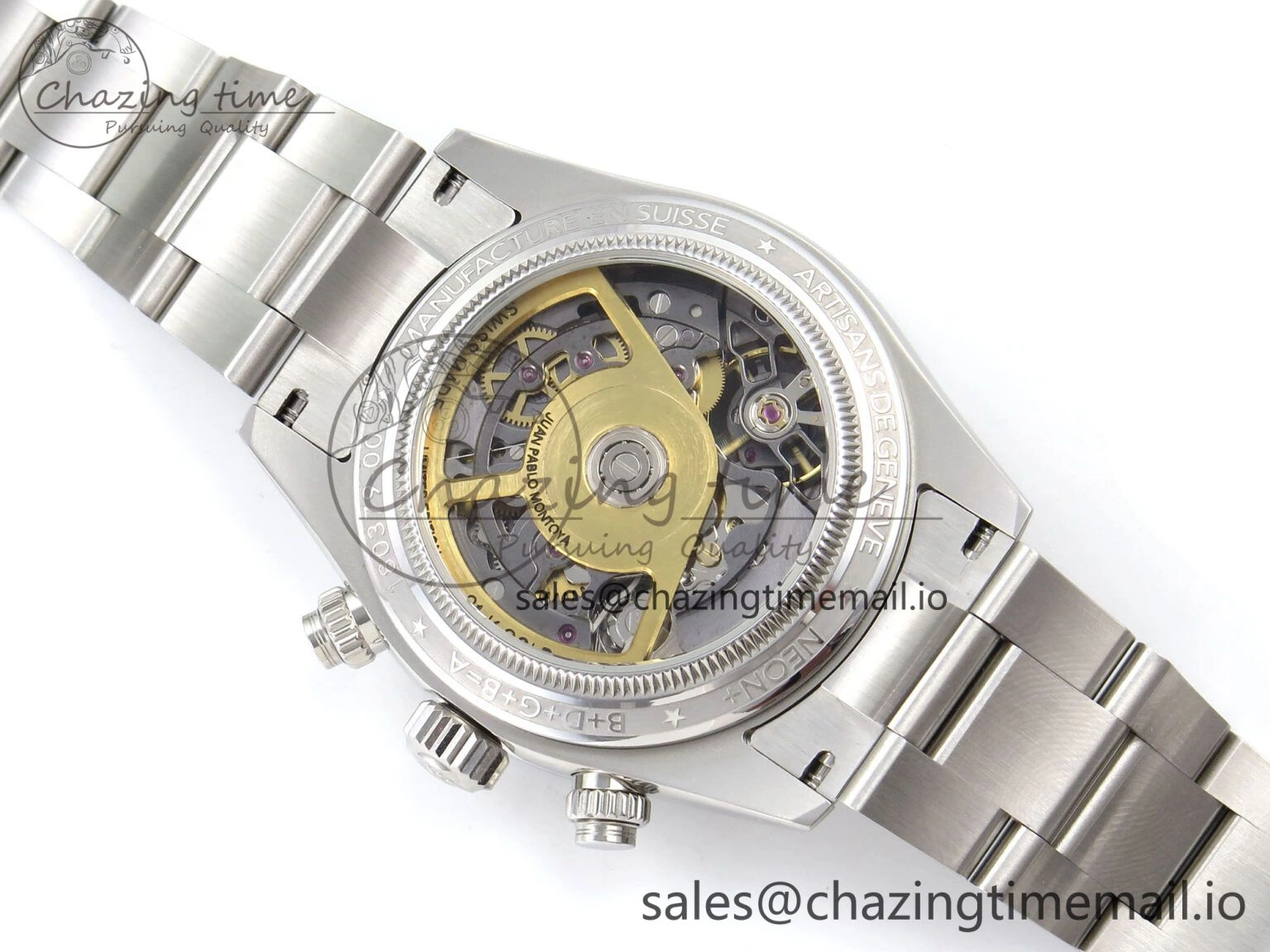 Daytona Artisans Skeleton SS ADGF Best Edition Blue Ceramic Bezel Skeleton Dial on SS Oyster Bracelet SA4130