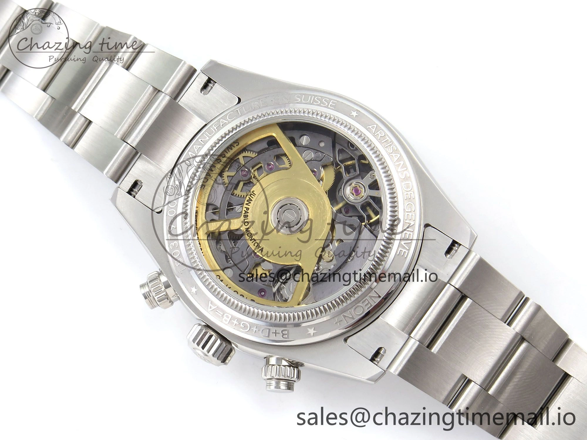 Daytona Artisans Skeleton SS ADGF Best Edition Blue Ceramic Bezel Skeleton Dial on SS Oyster Bracelet SA4130