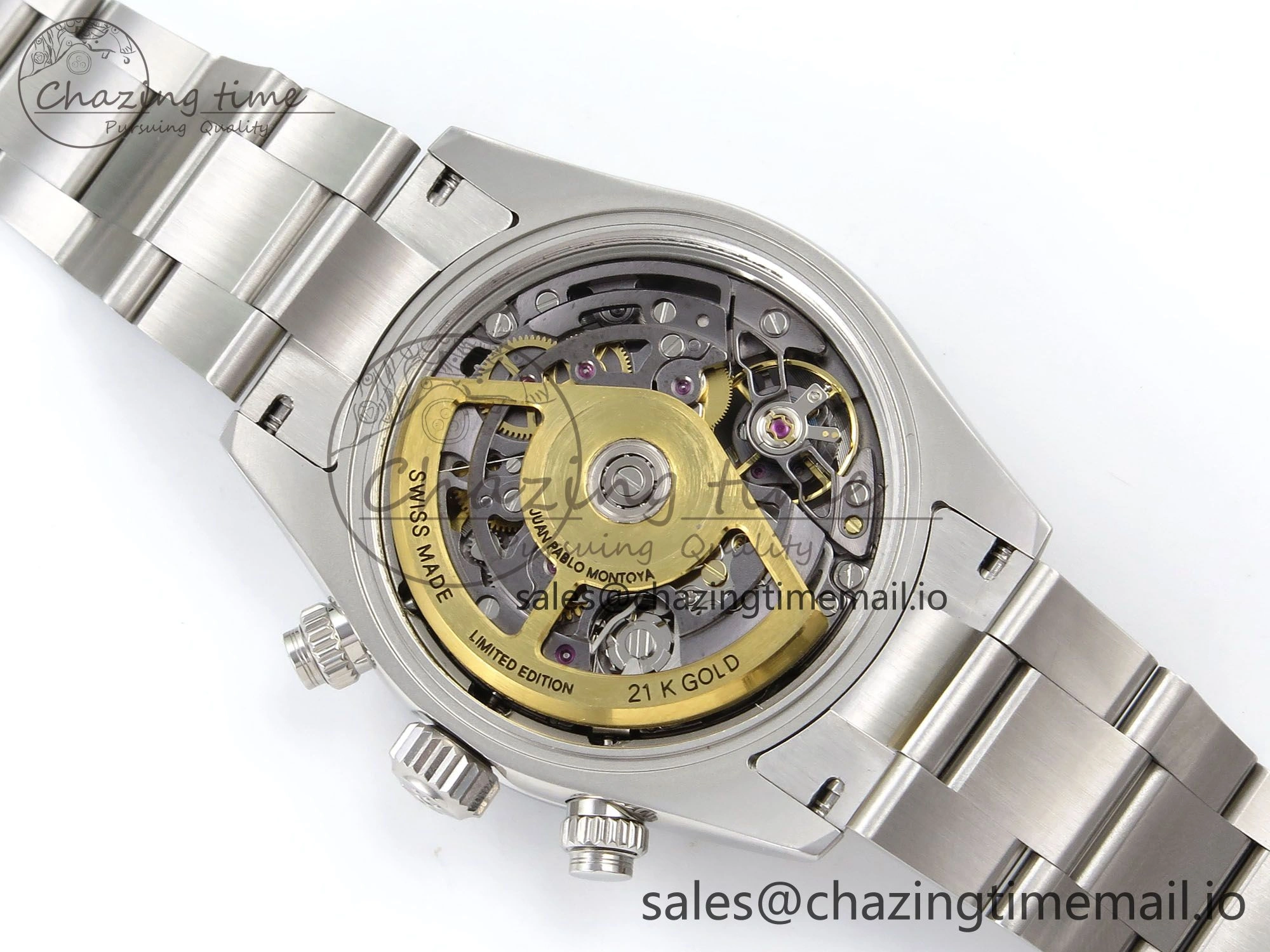 Daytona Artisans Skeleton SS ADGF Best Edition Blue Ceramic Bezel Skeleton Dial on SS Oyster Bracelet SA4130