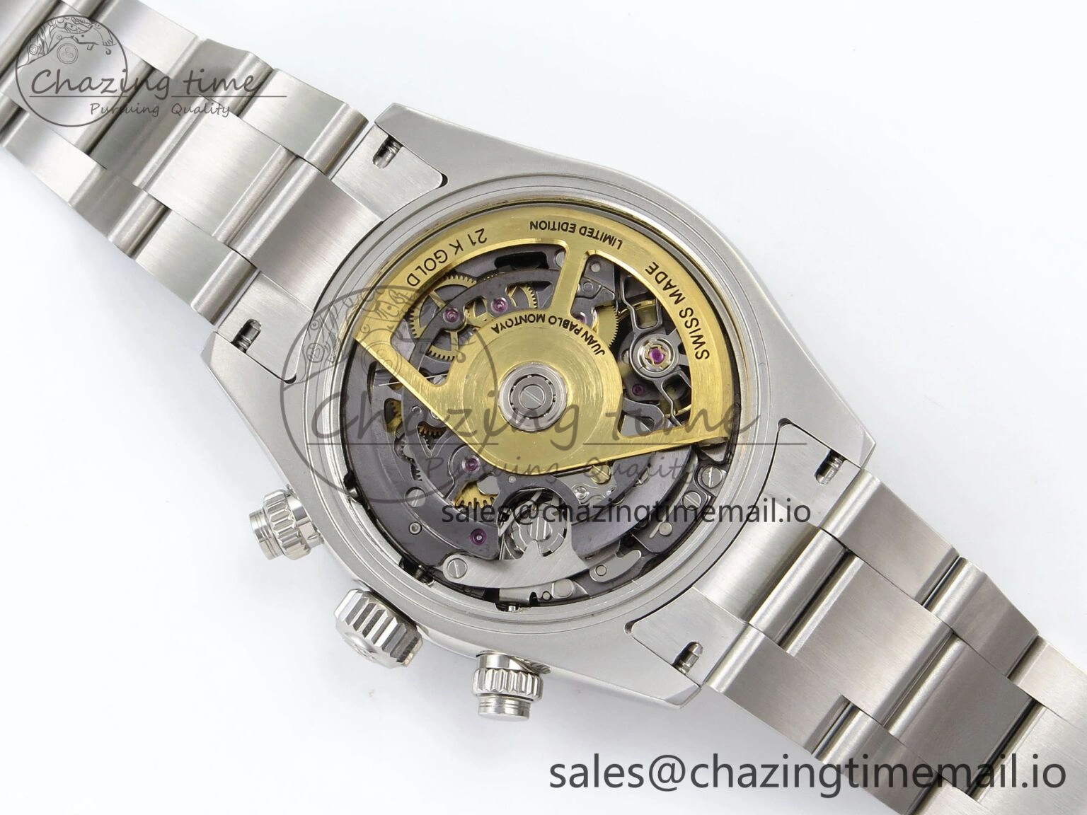 Daytona Artisans Skeleton SS ADGF Best Edition Blue Ceramic Bezel Skeleton Dial on SS Oyster Bracelet SA4130