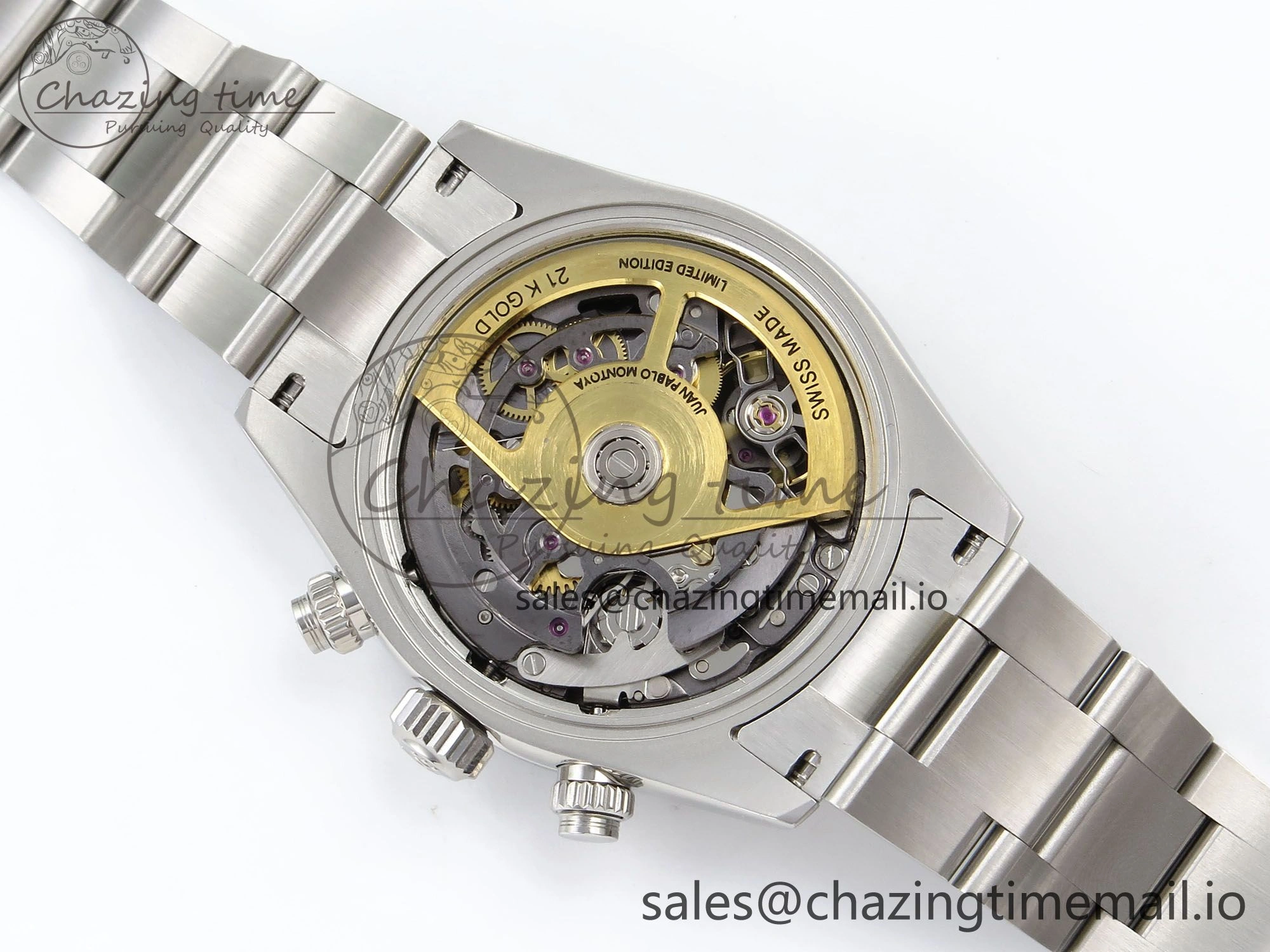 Daytona Artisans Skeleton SS ADGF Best Edition Blue Ceramic Bezel Skeleton Dial on SS Oyster Bracelet SA4130