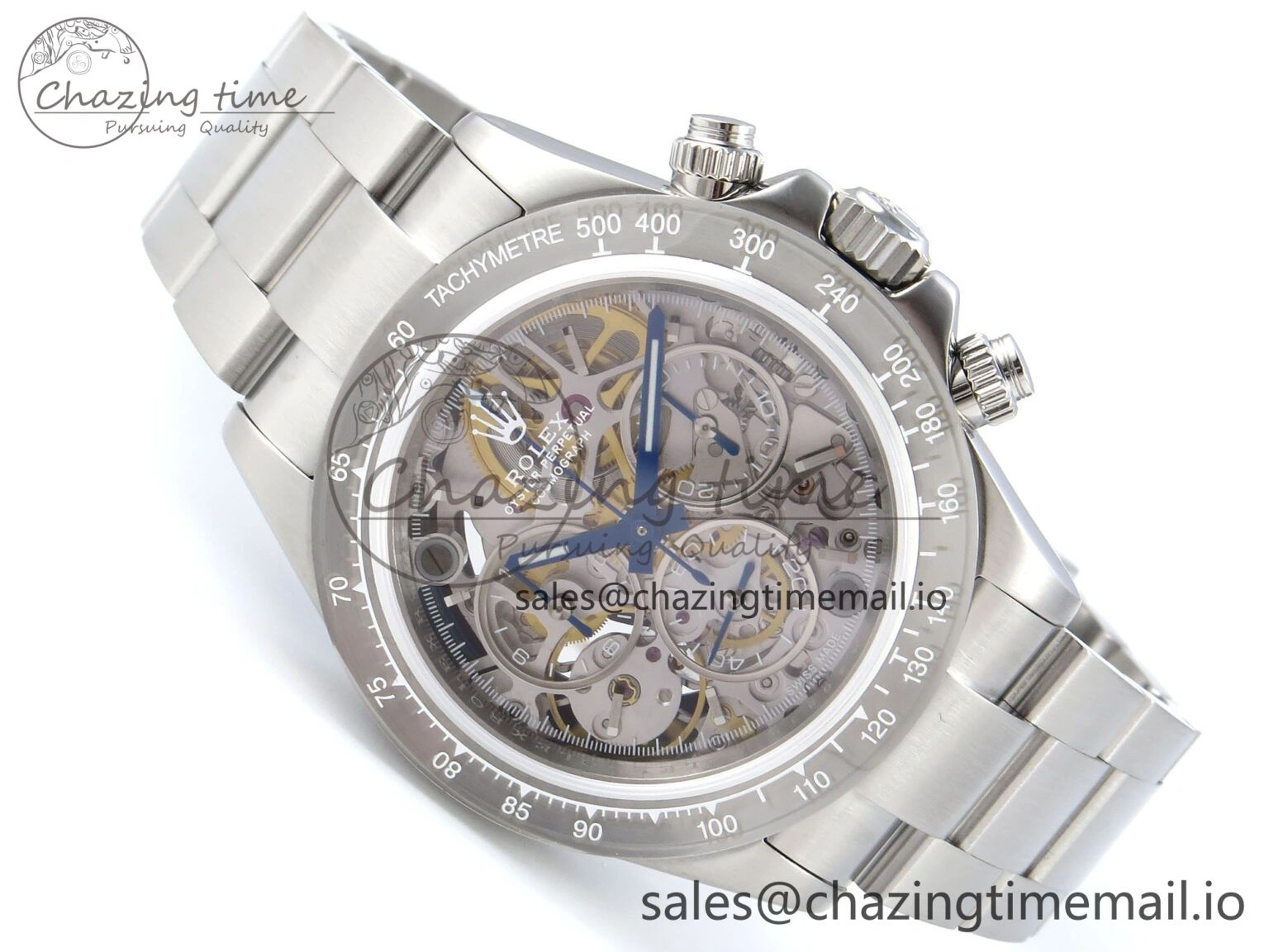 Daytona Artisans Skeleton SS ADGF Best Edition Skeleton Dial SS Bezel on SS Oyster Bracelet SA4130