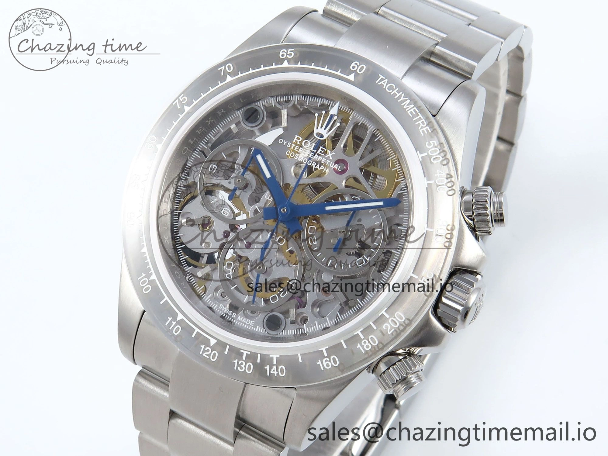 Daytona Artisans Skeleton SS ADGF Best Edition Skeleton Dial SS Bezel on SS Oyster Bracelet SA4130
