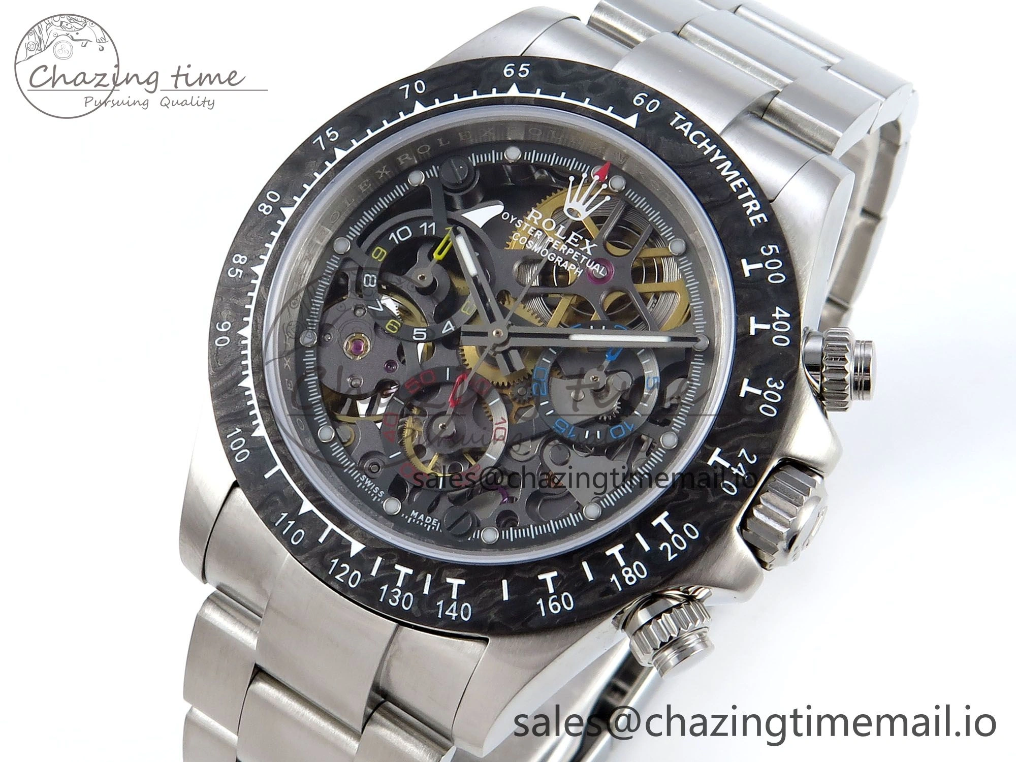 Daytona Artisans Skeleton SS ADGF Best Edition Skeleton Dial on SS Oyster Bracelet SA4130
