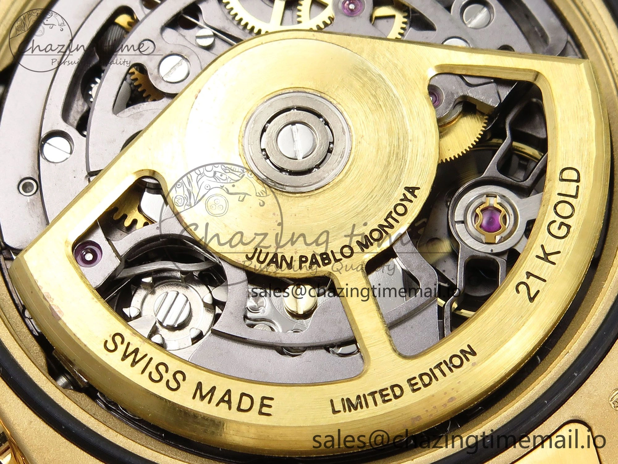 Daytona Artisans Skeleton YG ADGF Best Edition Blue Ceramic Bezel Skeleton Dial on YG Oyster Bracelet SA4130