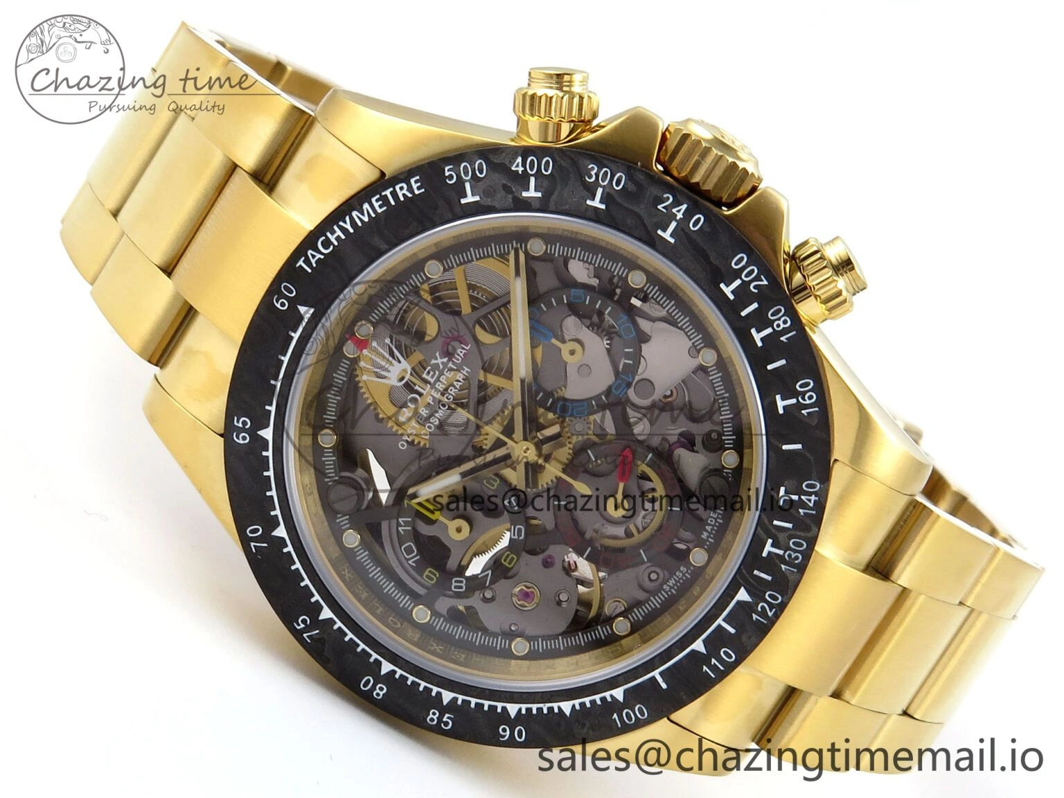 Daytona Artisans Skeleton YG ADGF Best Edition Skeleton Dial on YG Oyster Bracelet SA4130