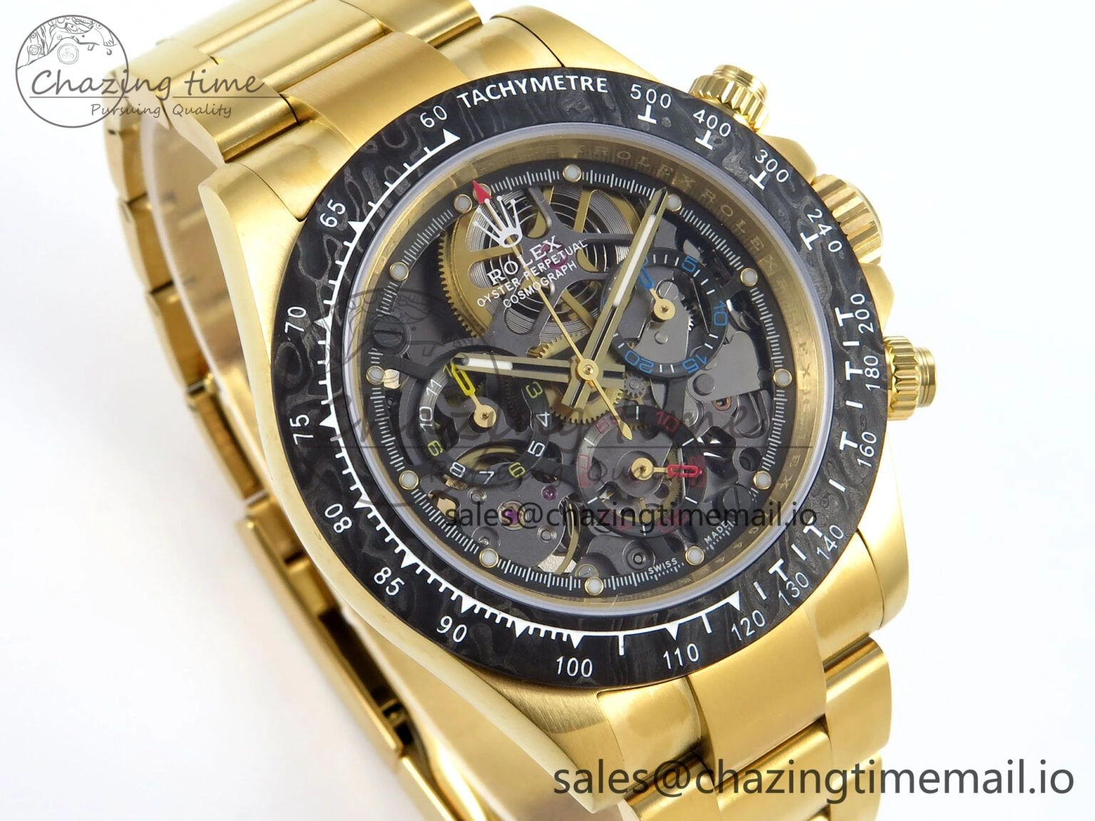 Daytona Artisans Skeleton YG ADGF Best Edition Skeleton Dial on YG Oyster Bracelet SA4130
