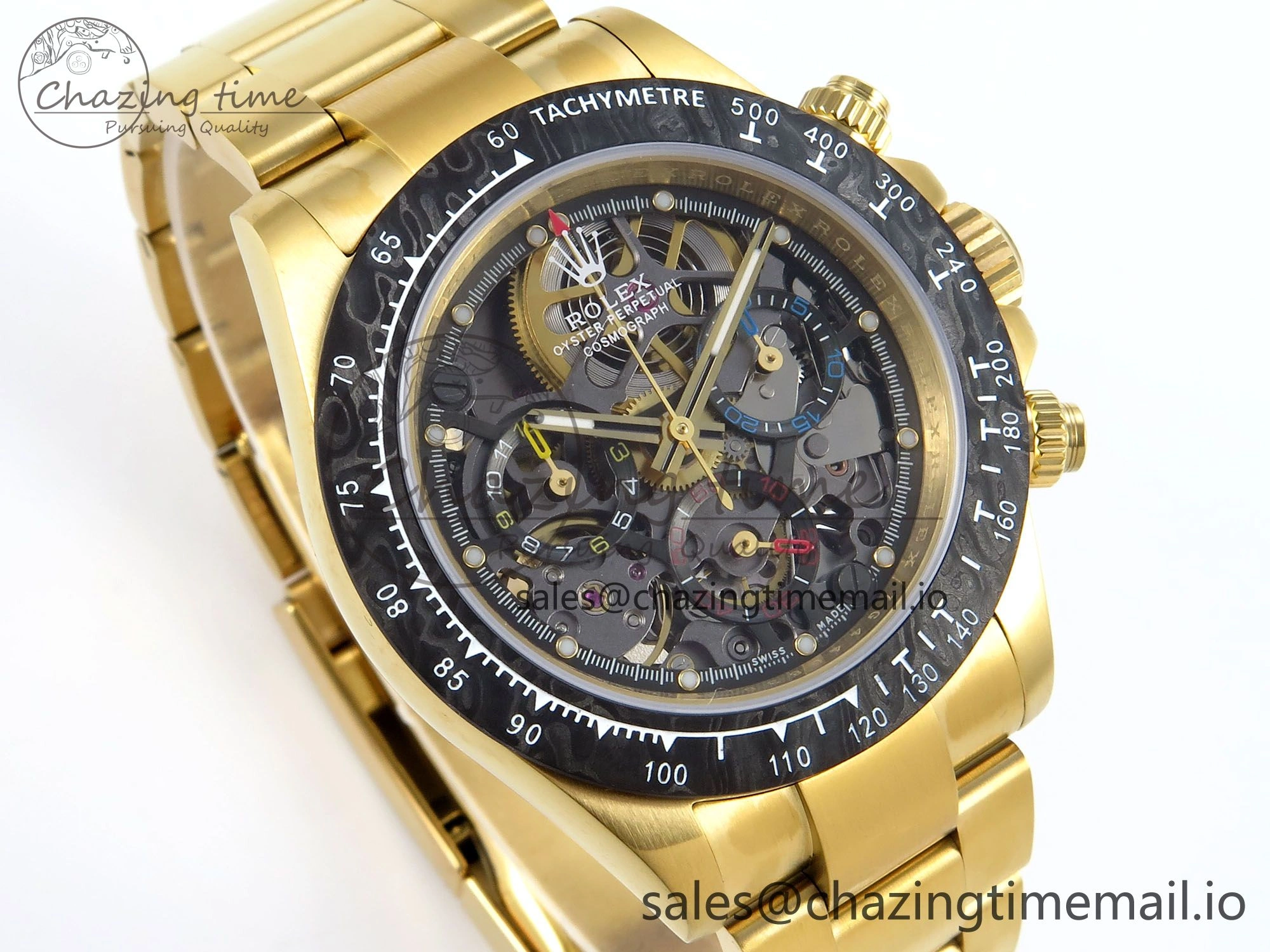 Daytona Artisans Skeleton YG ADGF Best Edition Skeleton Dial on YG Oyster Bracelet SA4130