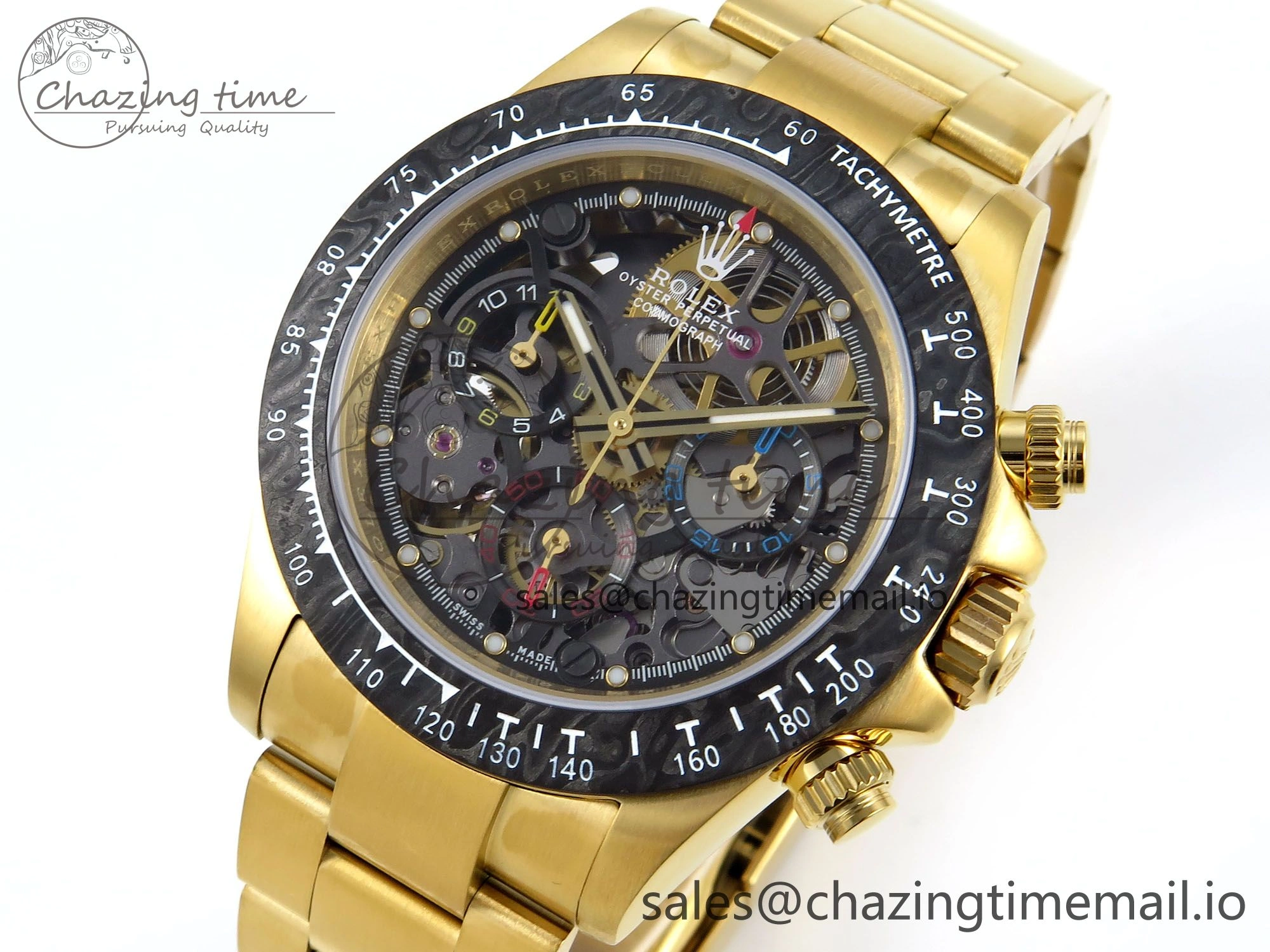 Daytona Artisans Skeleton YG ADGF Best Edition Skeleton Dial on YG Oyster Bracelet SA4130