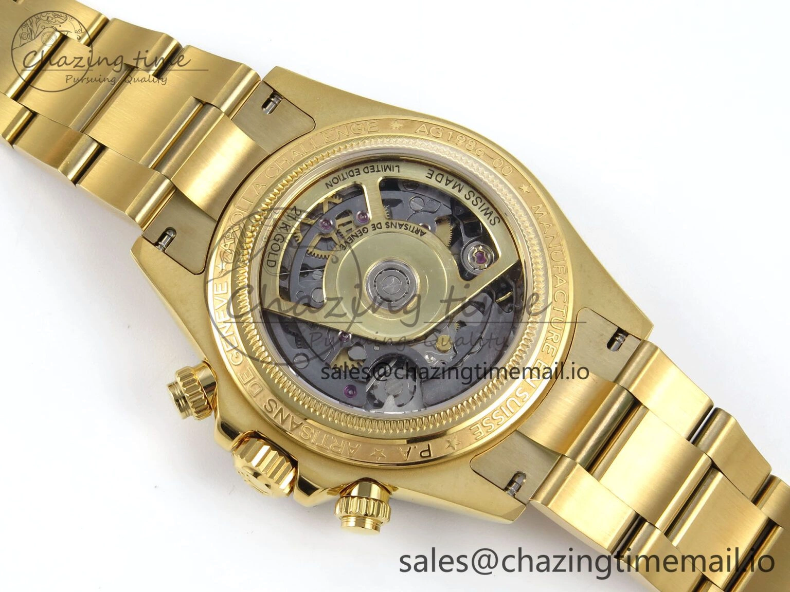 Daytona Artisans Skeleton YG ADGF Best Edition Skeleton Dial on YG Oyster Bracelet SA4130
