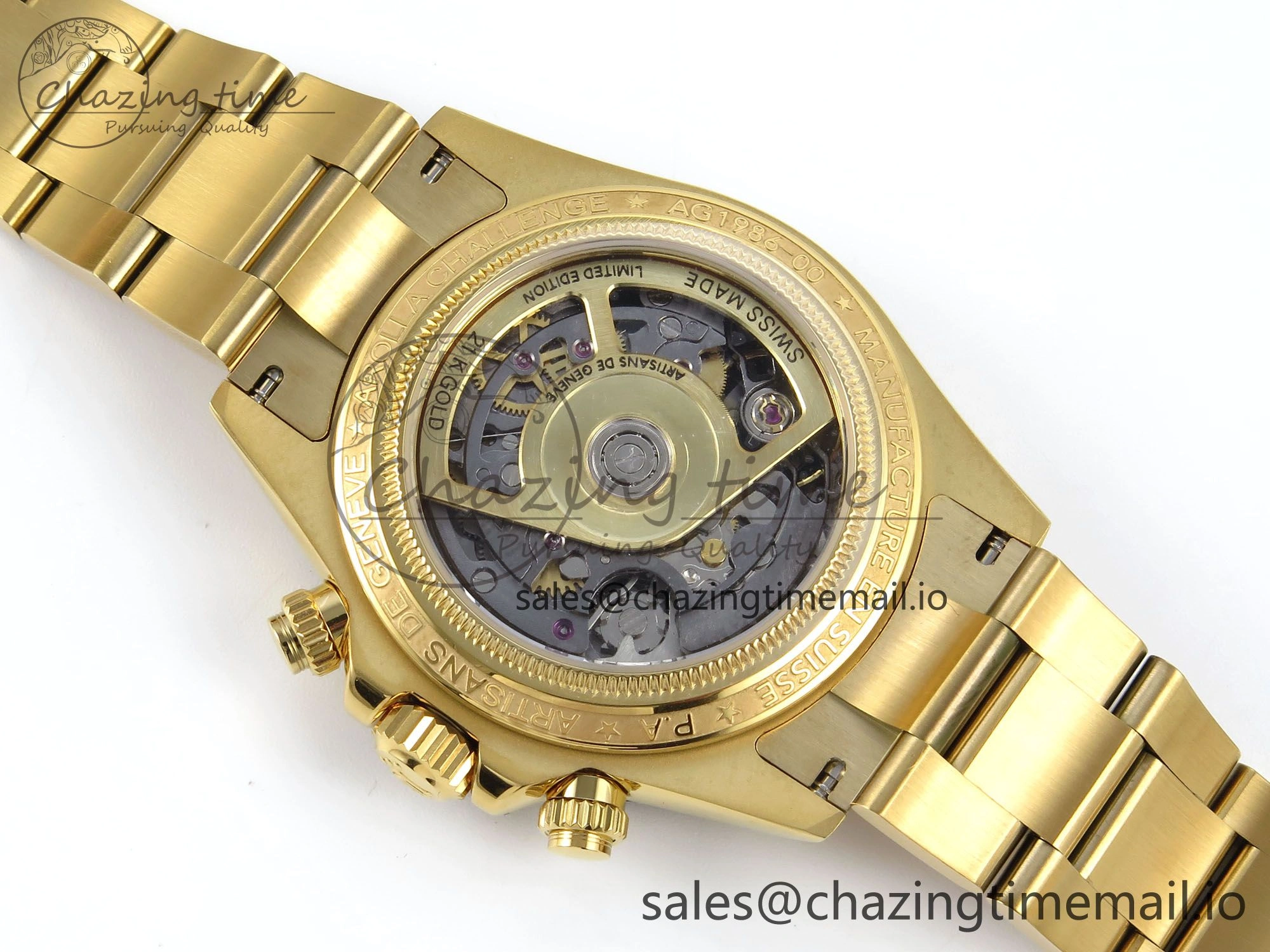 Daytona Artisans Skeleton YG ADGF Best Edition Skeleton Dial on YG Oyster Bracelet SA4130