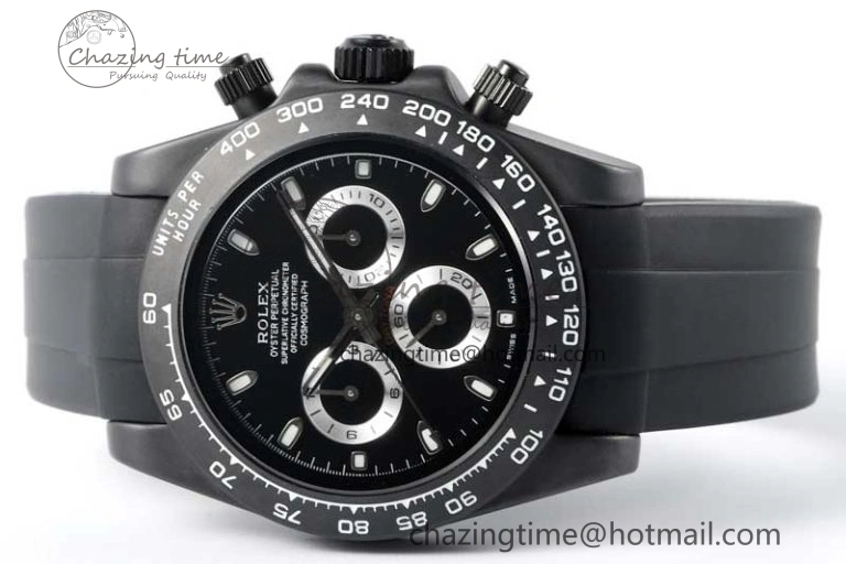 Daytona Black Ceramic 5GF Best Edition Black Dial Black Pusher on Black Rubber Strap A7750
