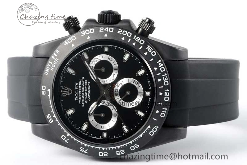Daytona Black Ceramic 5GF Best Edition Black Dial Black Pusher on Black Rubber Strap A7750