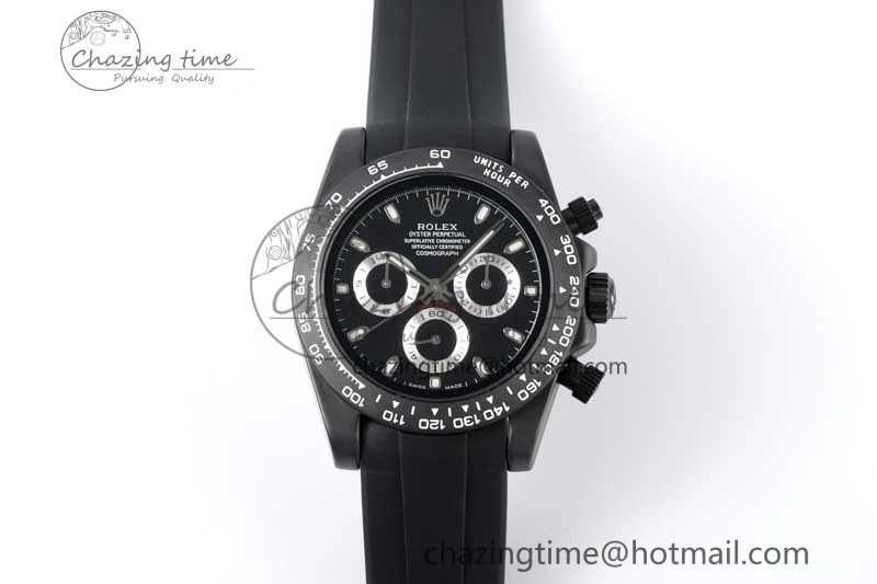 Daytona Black Ceramic 5GF Best Edition Black Dial Black Pusher on Black Rubber Strap A7750