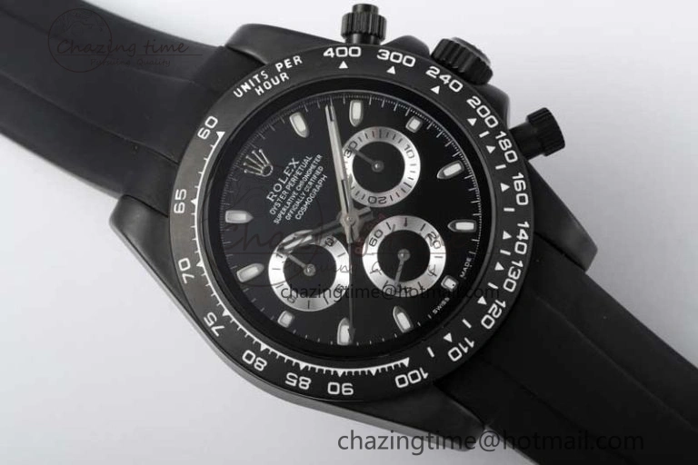 Daytona Black Ceramic 5GF Best Edition Black Dial Black Pusher on Black Rubber Strap A7750