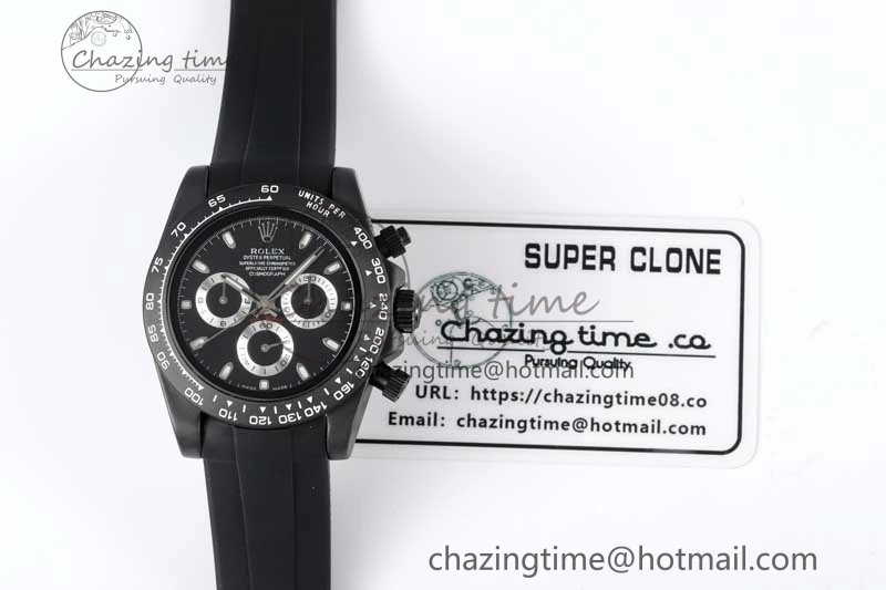 Daytona Black Ceramic 5GF Best Edition Black Dial Black Pusher on Black Rubber Strap A7750