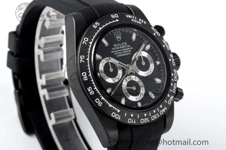Daytona Black Ceramic 5GF Best Edition Black Dial Black Pusher on Black Rubber Strap A7750