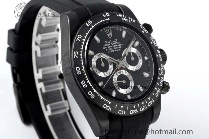 Daytona Black Ceramic 5GF Best Edition Black Dial Black Pusher on Black Rubber Strap A7750