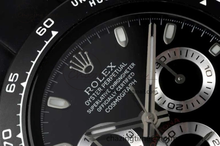 Daytona Black Ceramic 5GF Best Edition Black Dial Black Pusher on Black Rubber Strap A7750
