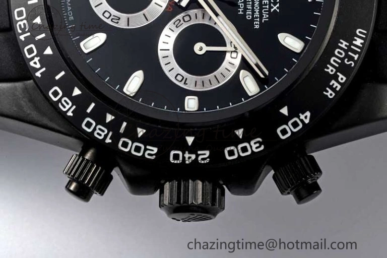 Daytona Black Ceramic 5GF Best Edition Black Dial Black Pusher on Black Rubber Strap A7750