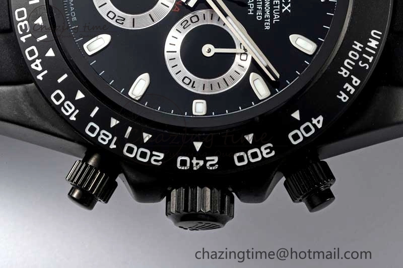 Daytona Black Ceramic 5GF Best Edition Black Dial Black Pusher on Black Rubber Strap A7750