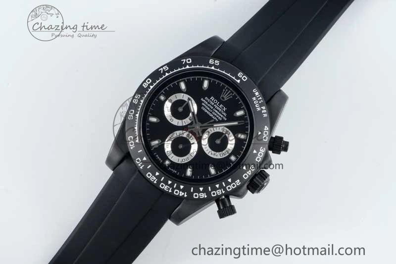 Daytona Black Ceramic 5GF Best Edition Black Dial Black Pusher on Black Rubber Strap A7750