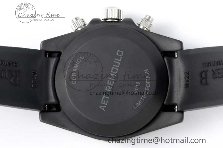 Daytona Black Ceramic 5GF Best Edition Black Dial SS Pusher on Black Rubber Strap A7750