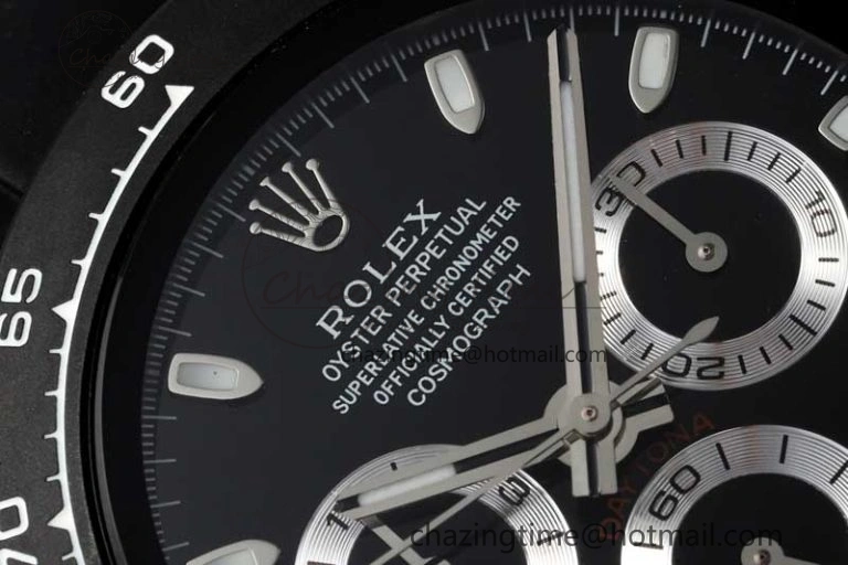 Daytona Black Ceramic 5GF Best Edition Black Dial SS Pusher on Black Rubber Strap A7750