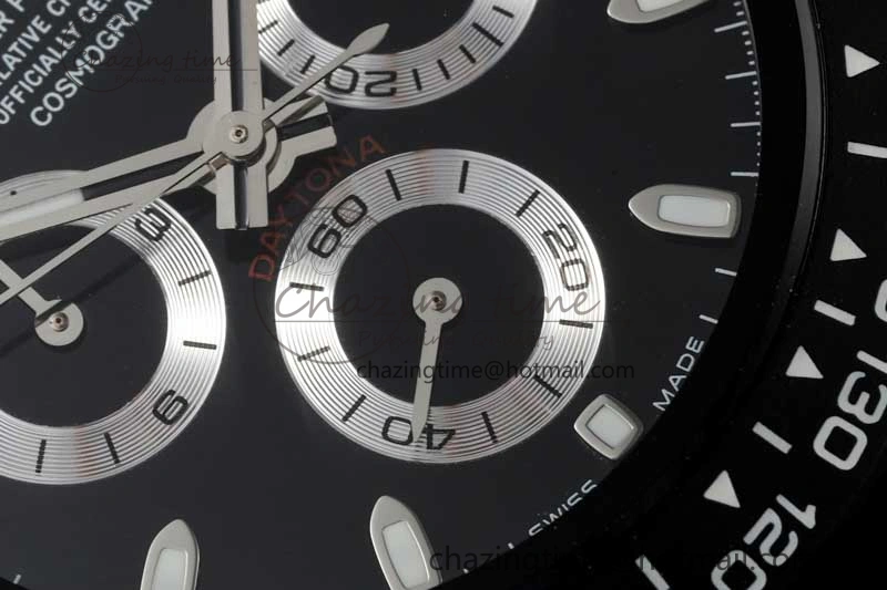 Daytona Black Ceramic 5GF Best Edition Black Dial SS Pusher on Black Rubber Strap A7750