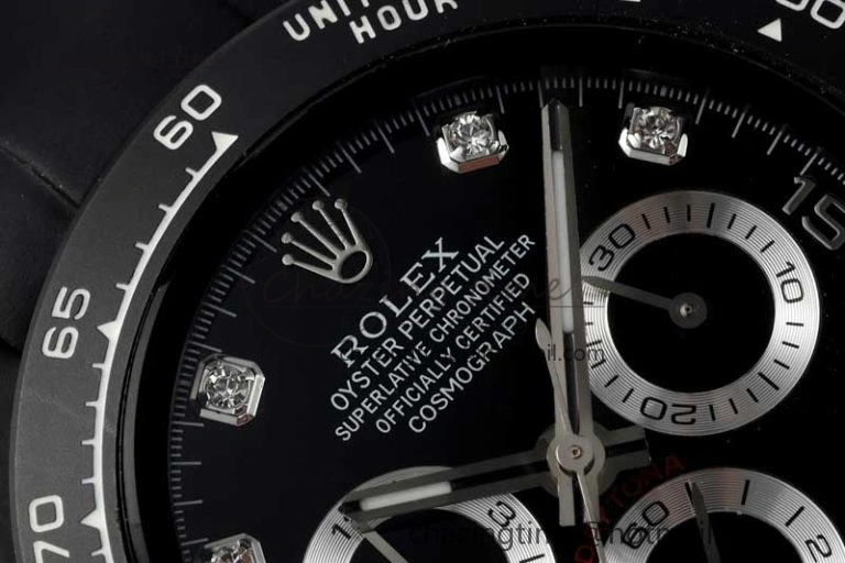 Daytona Black Ceramic 5GF Best Edition Black Diamonds Dial Black Pusher on Black Rubber Strap A7750