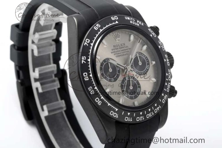 Daytona Black Ceramic 5GF Best Edition Gray Dial Black Pusher on Black Rubber Strap A7750