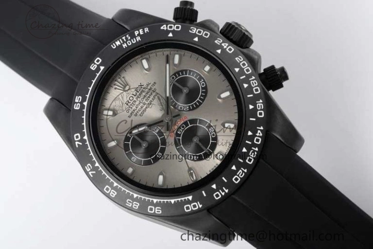 Daytona Black Ceramic 5GF Best Edition Gray Dial Black Pusher on Black Rubber Strap A7750