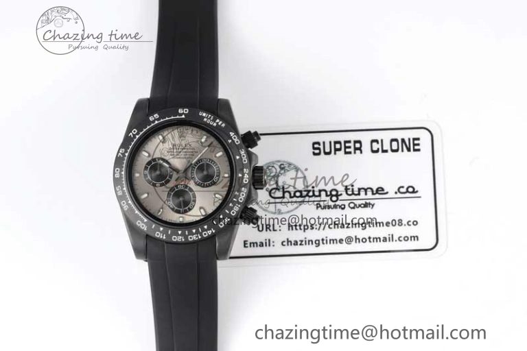 Daytona Black Ceramic 5GF Best Edition Gray Dial Black Pusher on Black Rubber Strap A7750
