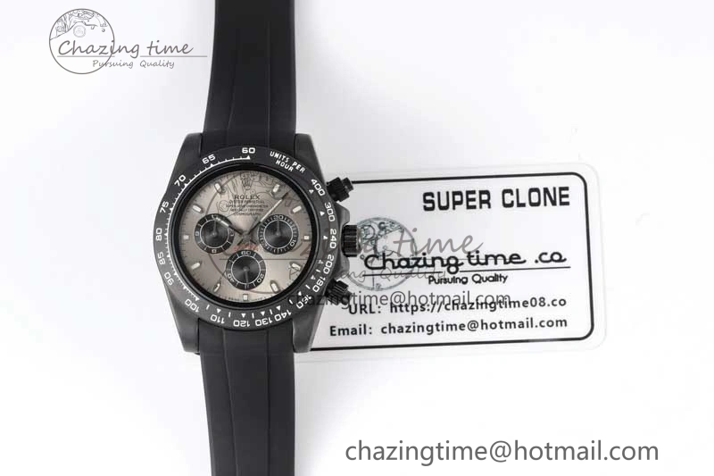 Daytona Black Ceramic 5GF Best Edition Gray Dial Black Pusher on Black Rubber Strap A7750