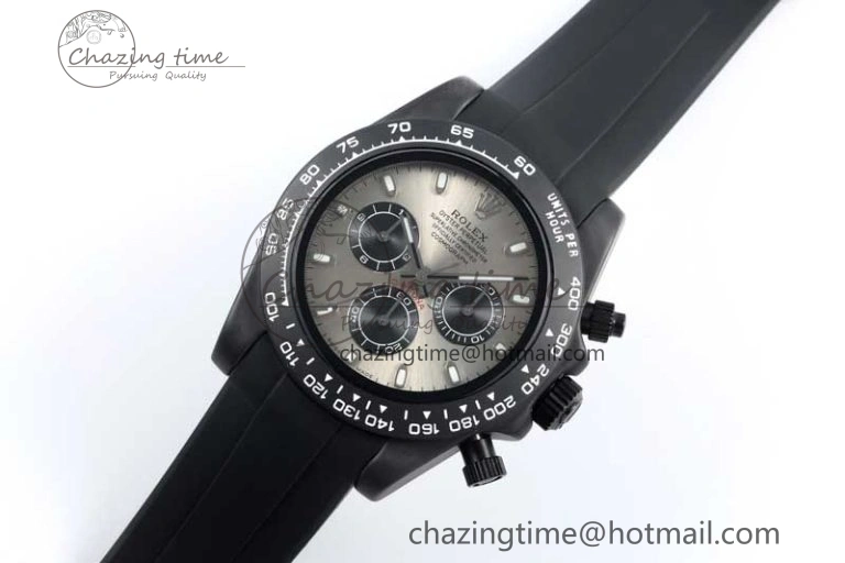 Daytona Black Ceramic 5GF Best Edition Gray Dial Black Pusher on Black Rubber Strap A7750