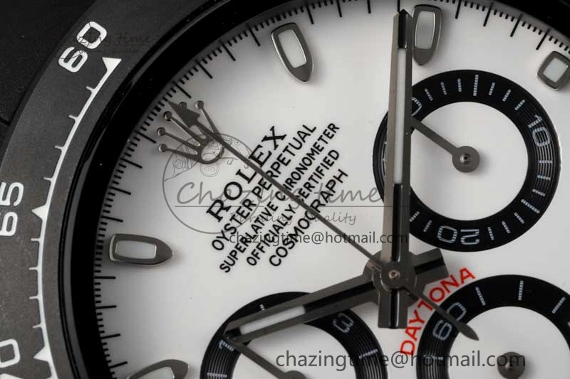 Daytona Black Ceramic 5GF Best Edition White Dial Black Pusher on Black Rubber Strap A7750