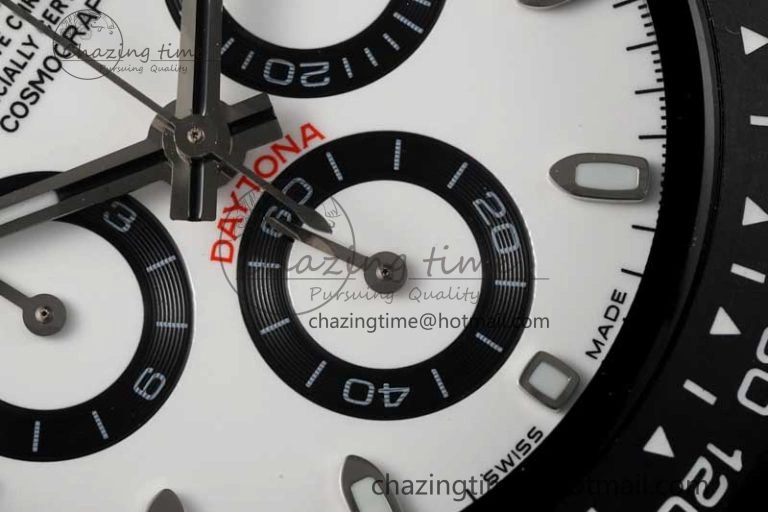 Daytona Black Ceramic 5GF Best Edition White Dial Black Pusher on Black Rubber Strap A7750