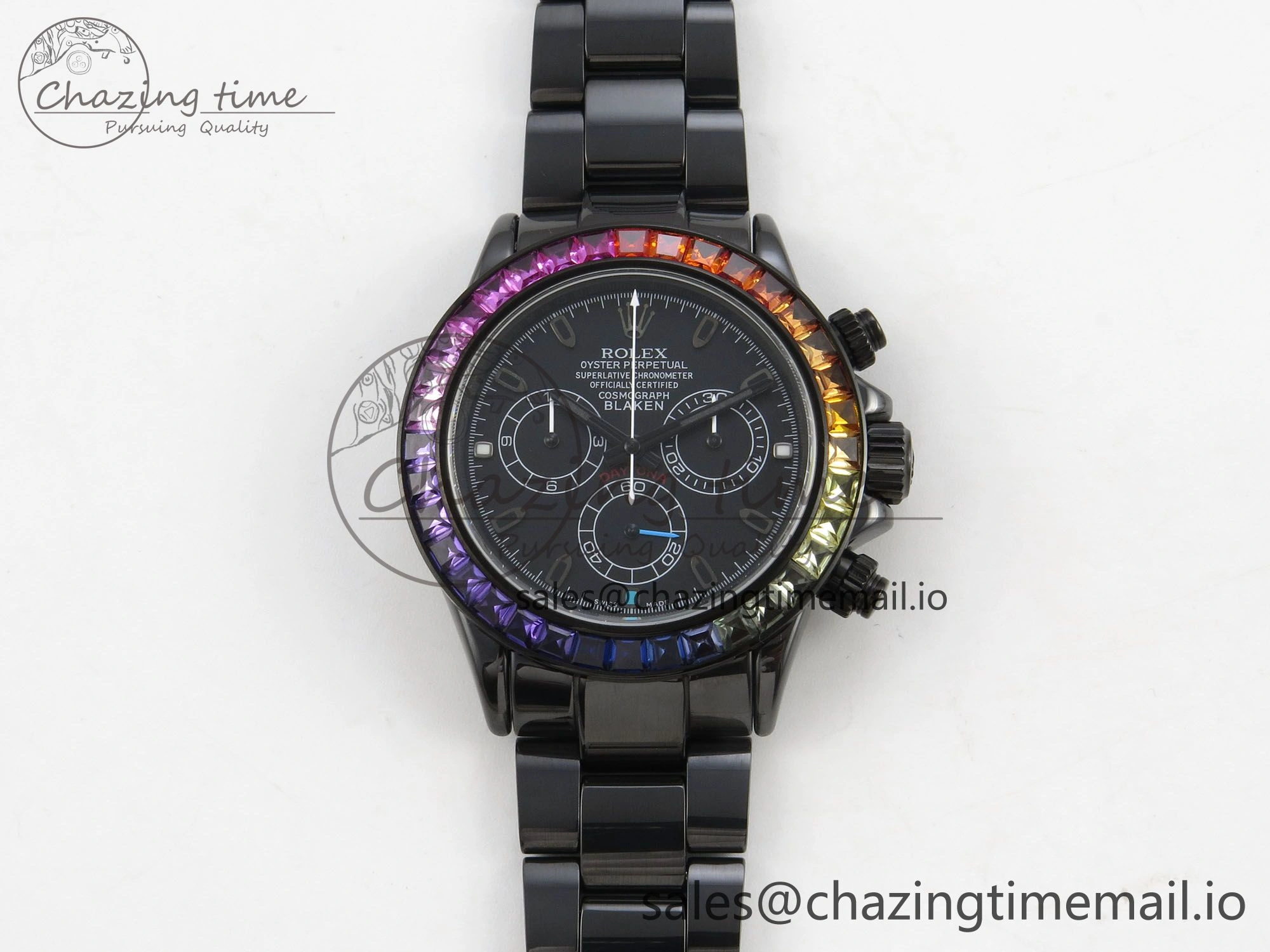 Daytona Black Ceramic Case and Bracelet Black Rainbow Dial Rainbow Bezel SONIC Best Edition SA4130